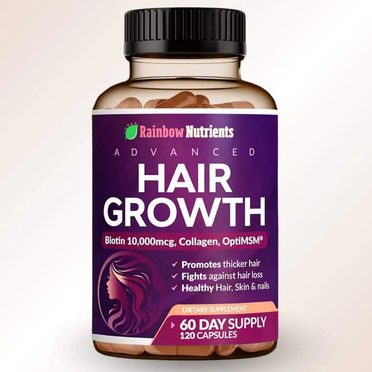 ¡HAIR GROWTH ADVANCED - SIN AZUCAR - LOGRA UN CABELLO DE ENSUEÑO DESDE LOS PRIMEROS 7 DÍAS! 120 capsulas